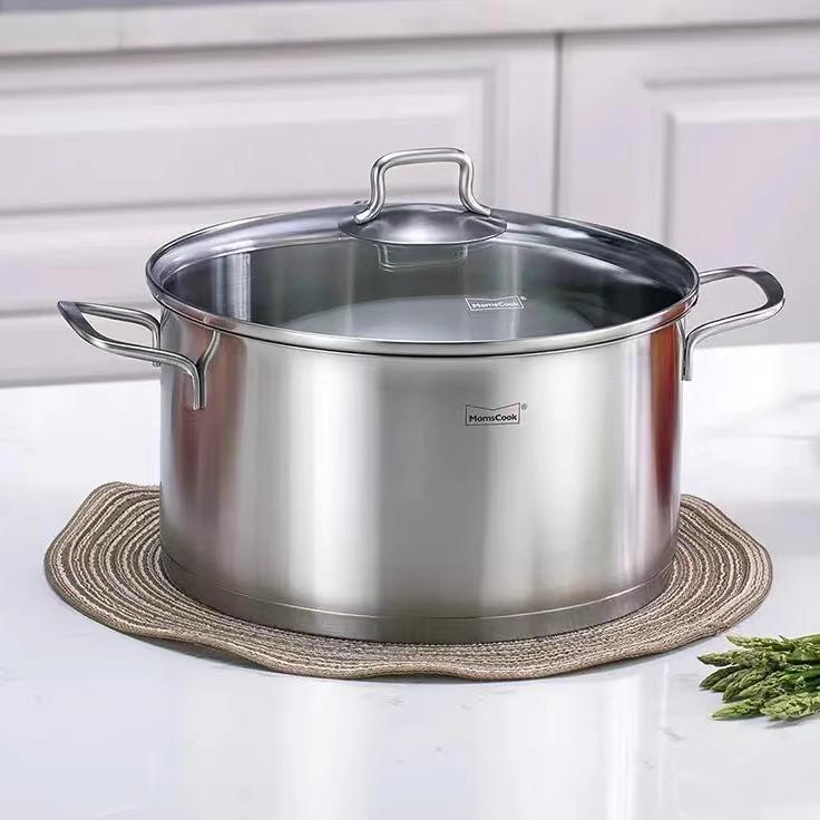 慕厨304不锈钢汤锅汤煲炖锅燃气灶电磁炉适用22/24/26/28cm