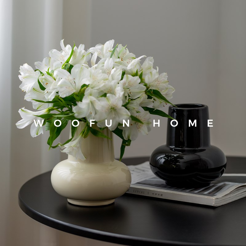 陶瓷花瓶摆件客厅插花轻奢高级感法式H白色复古水养鲜花水培花器