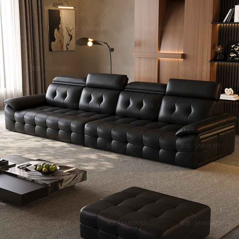 梵居头层真皮沙发意式极简钢琴键客厅G家用大小户型劳伦斯直排贵