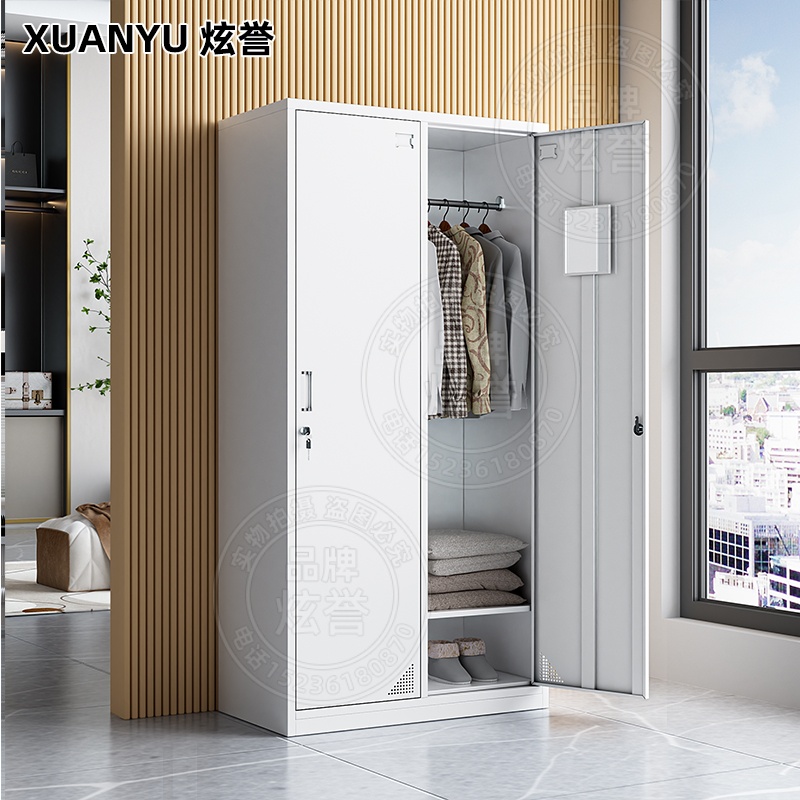 二门更衣柜工厂员工柜子收纳柜宿舍储物柜浴室换衣柜带锁铁皮鞋柜