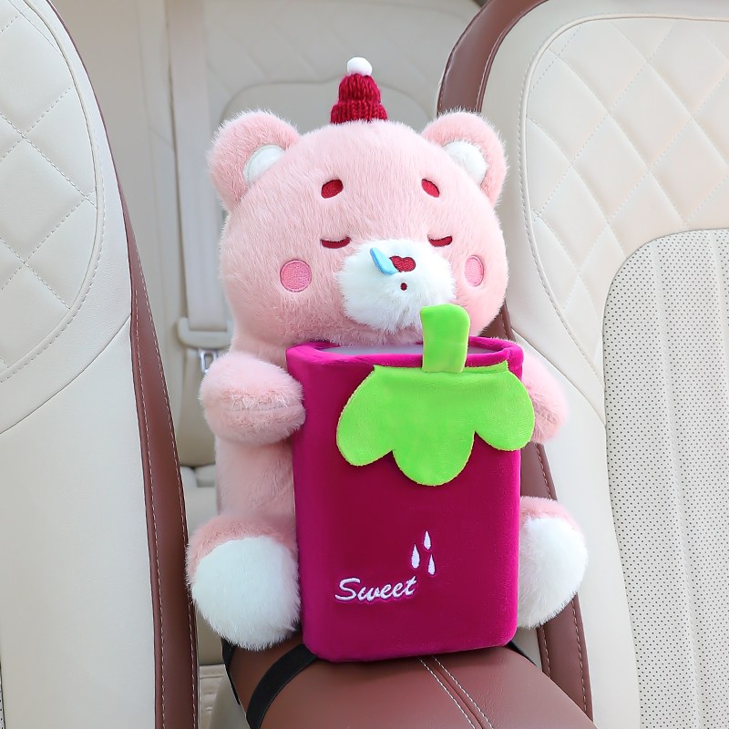 创意车载纸巾盒垃圾桶二合一可爱卡D通汽车扶手箱抽纸盒车内装饰