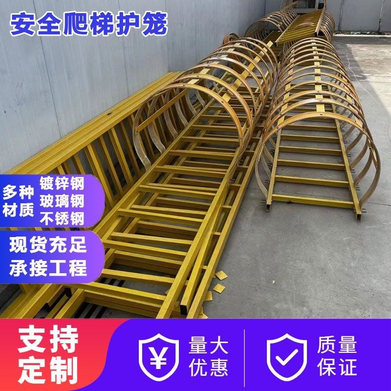 玻璃钢爬梯护笼多功能外墙安全防护F爬梯平台检修深井直梯可定制