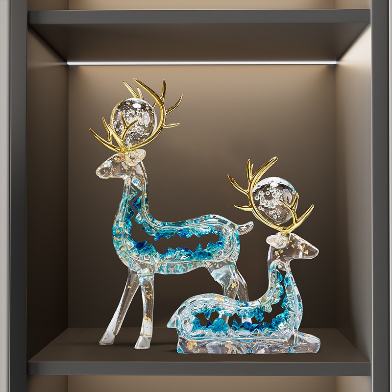 鹿摆件一对轻奢高档客厅招财玄关电视柜酒柜N装饰搬家乔迁新居礼