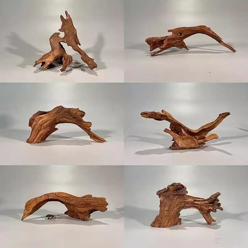 拍一发二树根摆件 n枯木鱼缸造景紫柚木小号沉木水族装饰树桩