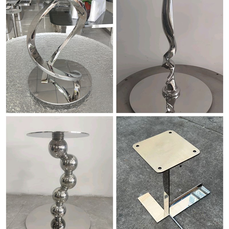 轻奢不锈钢茶h几边几大理石简约桌脚岩板小圆几金属角几支架底座