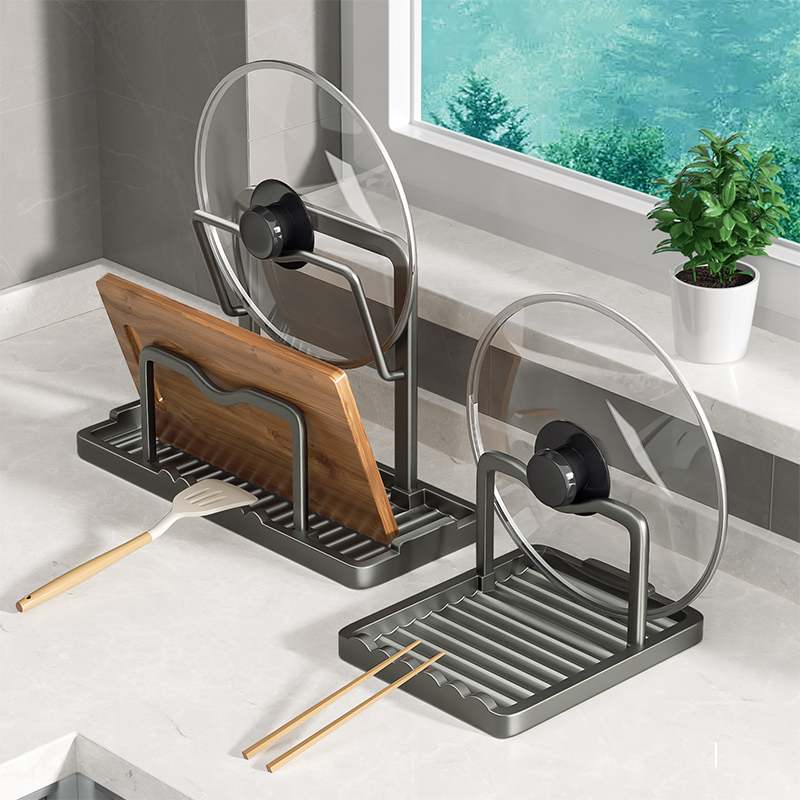 锅盖架台面置物架厨房锅铲架子锅盖放置器K菜板放置架沥水收纳神