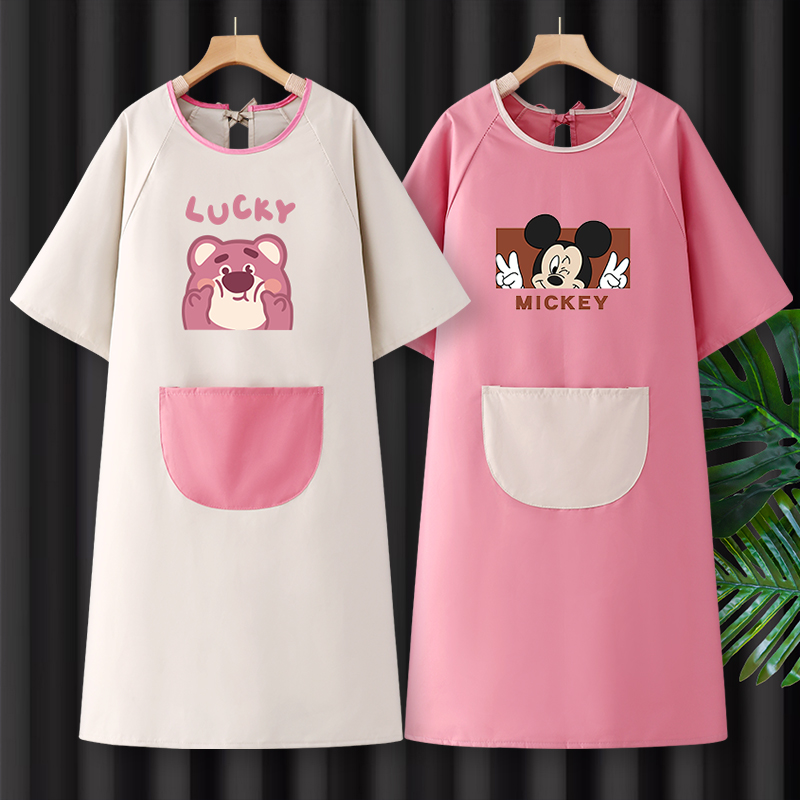 半袖罩衣女夏季围裙餐饮专用防水防油网红同款定制loUgo印字工作