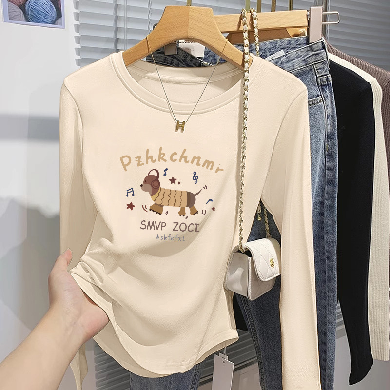 正肩长袖t恤女2026新款春秋季设计感外穿内搭不规则短款打底上衣