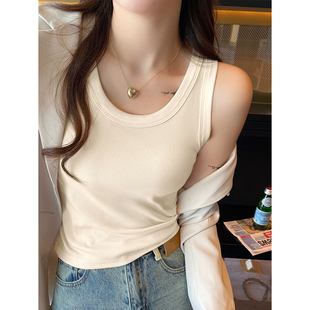 甜辣妹奶油色小吊带打底工字背心女春秋2026内搭外穿无袖上衣夏潮
