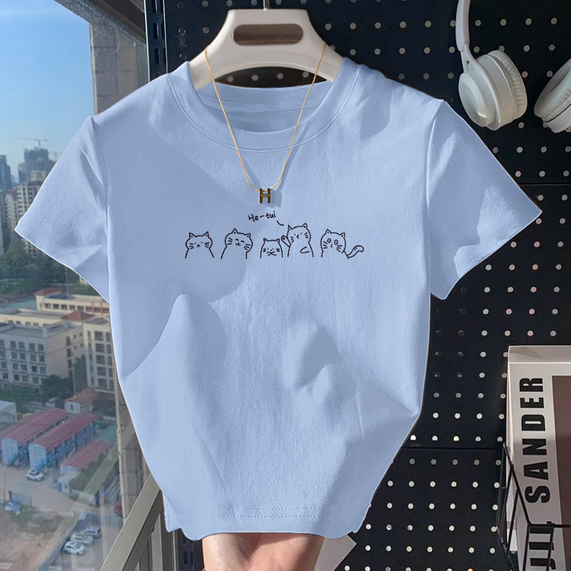 夏季正肩短袖t恤女款2026年新款设计感小众短款减龄百搭上衣