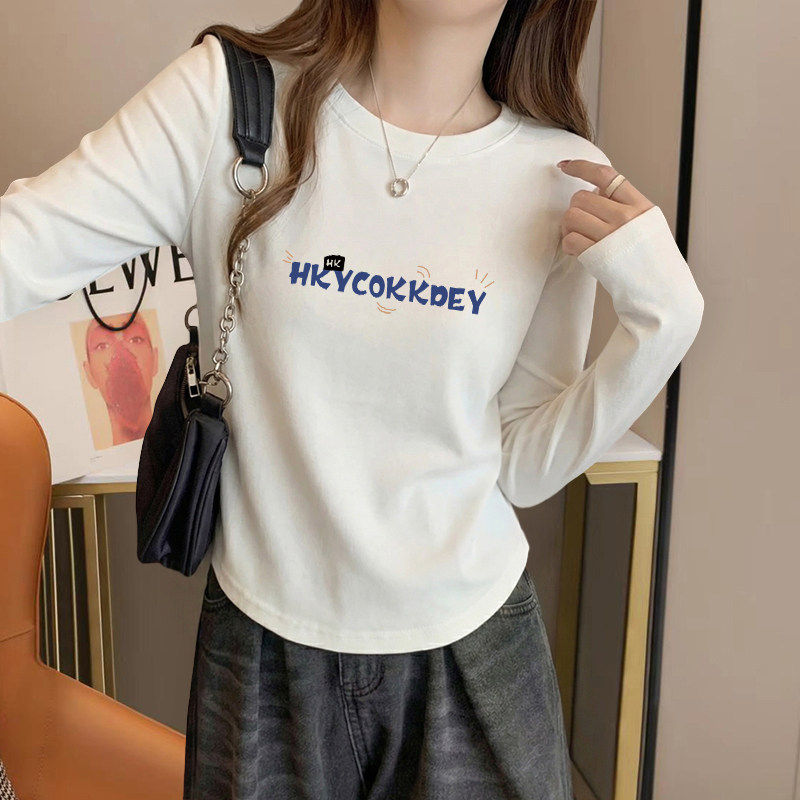 白色纯棉长袖T恤女2026春秋季新款小众设计感短款显瘦打底衫ins潮