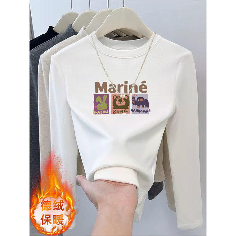 小个子双面德绒半高领内搭打底衫女秋冬2025新款加厚t恤短款上衣