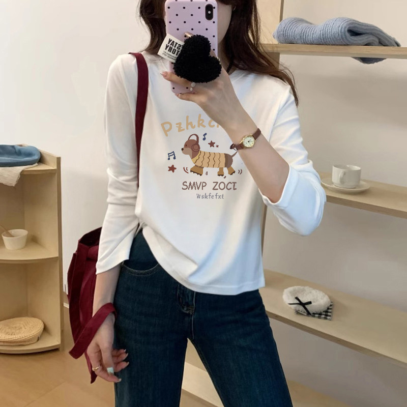 白色长袖t恤女短款内搭春秋新款小个子甜辣小上衣正肩打底衫