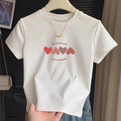 纯棉t短袖恤女高腰短款辣妹内搭