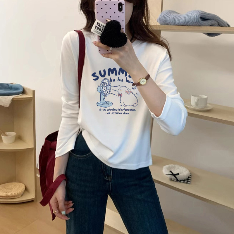 长袖t恤女春秋内搭2026新款韩版宽松短款百搭显瘦打底衫上衣