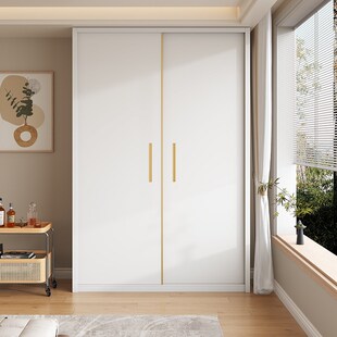 定制实木推拉门衣柜家用卧室ENF级中古风小户型移门收纳大衣橱柜