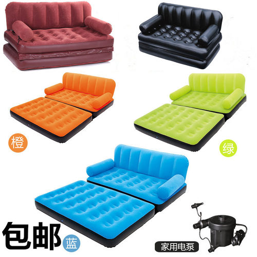 双人植绒充气沙发家用客厅沙发床懒人沙发折叠椅多功能午休床