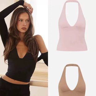 *CSB 4色性感挂脖运动文胸女~V领显胸健身背心美背吊带瑜伽套装