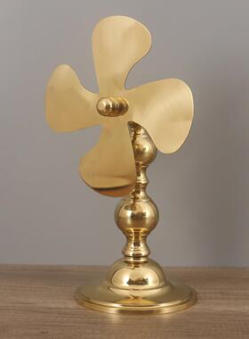 纯铜 风水运转干坤佛具小铜叶圆底座风车家居吉祥物 风水轮摆件