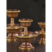 尼泊尔进口紫铜护法杯手工雕花鎏金供佛杯供水杯小号中号大号护法