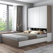 实木多层板榻榻米床衣柜书桌一体现代简约小户型次卧室组合收纳床