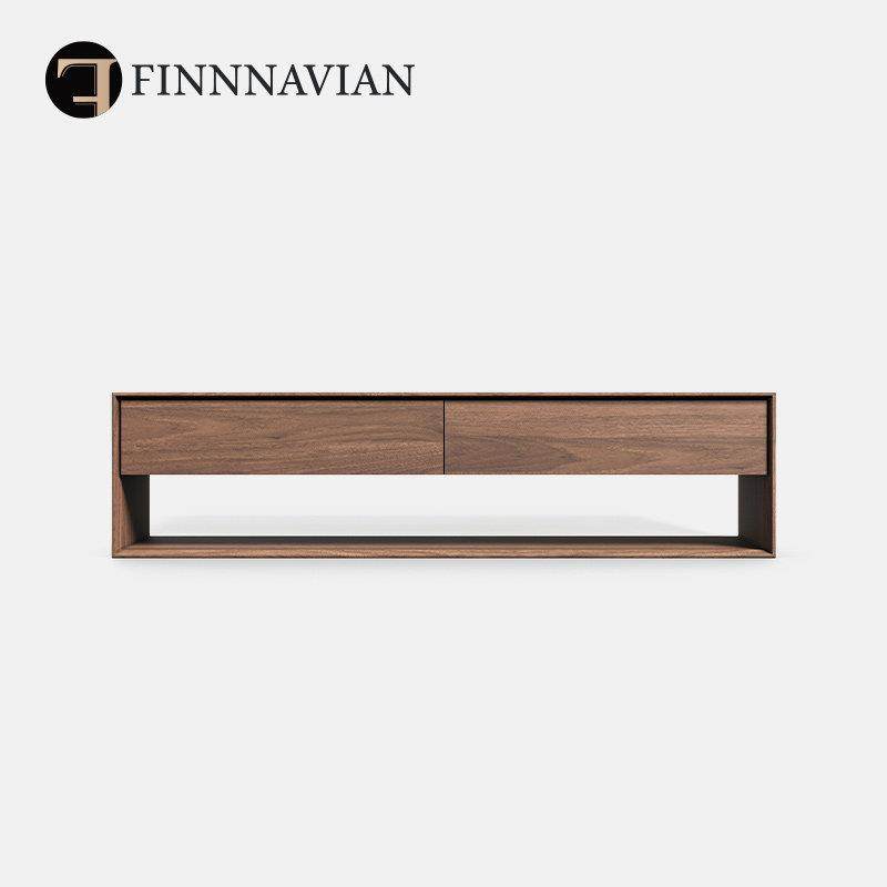 Fennerya意大利现代纯实木电视柜黑胡桃地板柜（低储层）