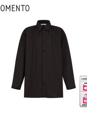 [AMOMENTO] 25FW OVERSIZED SHIRTS 25秋冬新款条纹抽褶宽松衬衫