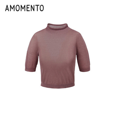 AMOMENTO2025新款时尚高领针织衫