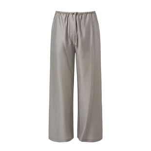 [AMOMENTO]  25SS Silky Banding Pants 缎面松紧腰抽绳阔腿裤女