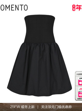 [AMOMENTO] 25FW TAFFETA SHIRRING MINI SKIRT&TOP25迷你裙套装