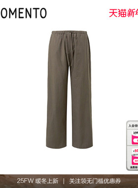 [AMOMENTO]  25SS Stripe Banding Pants 2025休闲裤女抽绳直筒