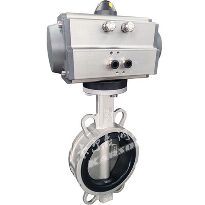 卡尔森D671XP-16P快速开关切断304/316软密封对夹 不锈钢气动蝶阀