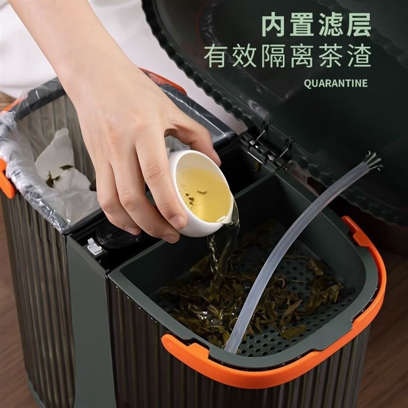 垃圾桶家用干湿分离茶渣桶清洁桶按压密封茶水桶双分类密封收纳桶