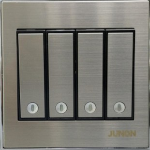 俊朗 拉丝钢系列86型墙壁曲架开关插座四位单双控货号:P841L