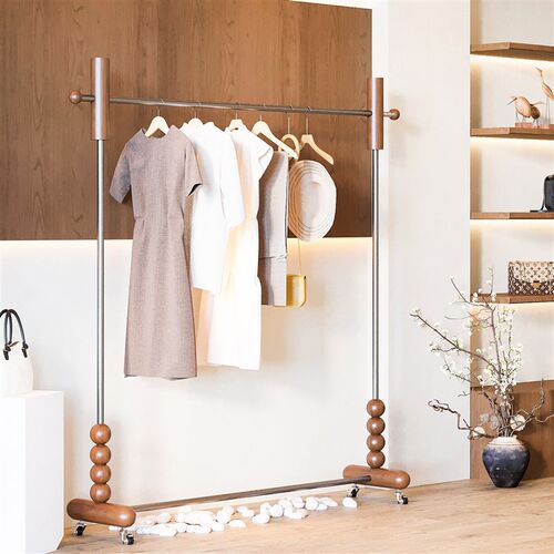 服装店落地衣架不锈钢正挂可移动货架高端衣服陈列架女装店展示架