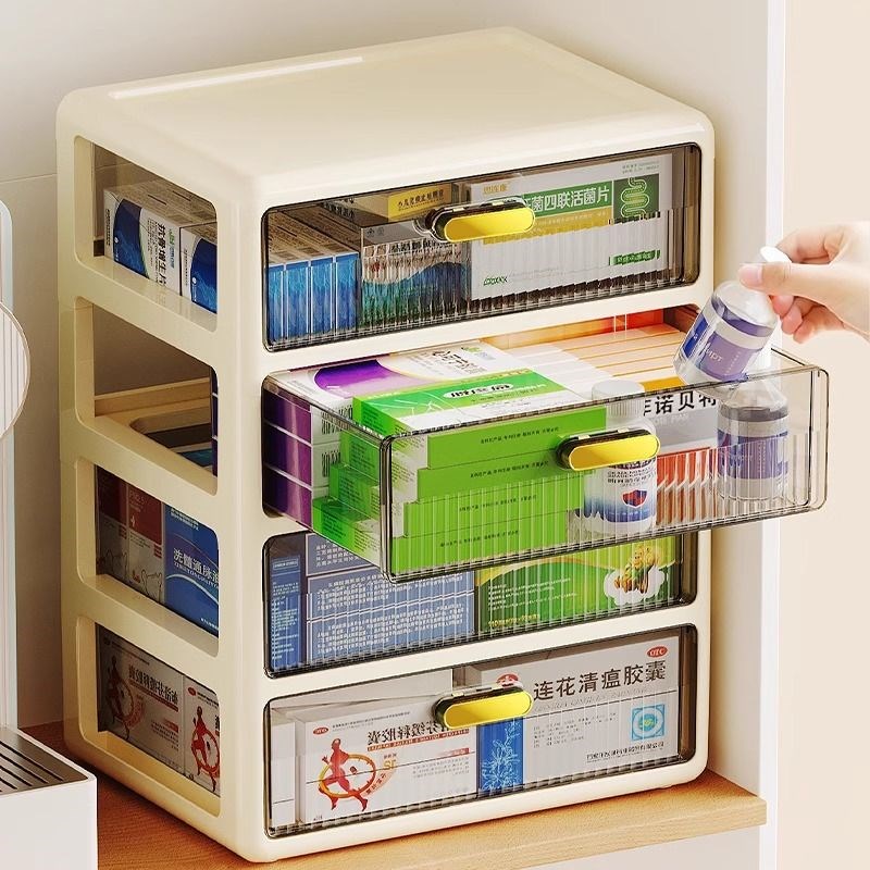 医用收纳盒家用收纳药盒抽屉式药品医疗药箱药柜收纳盒急救包透明