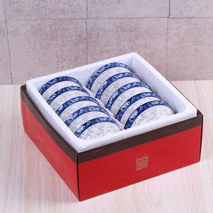 家用骨瓷高脚碗高档复古乔迁碗具 景德镇陶瓷高脚防烫米饭碗10个装