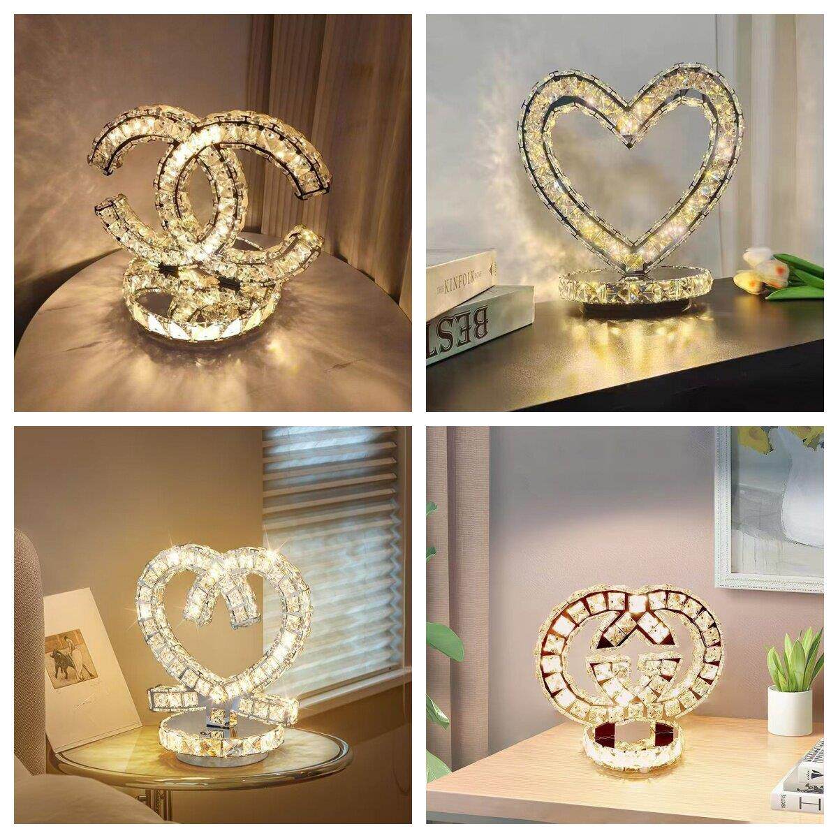 婚房卧室氛围感爱心小夜灯心形水晶床头灯浪漫结婚礼物送闺蜜家人