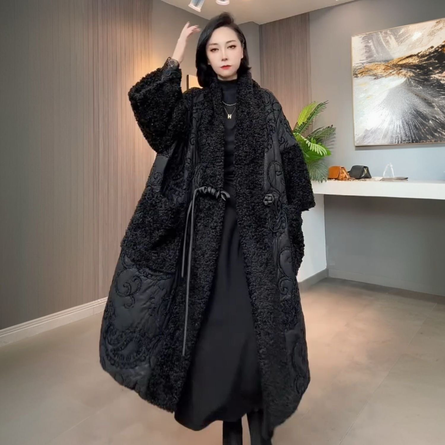 宽松大码贵气中长款棉服冬季新款妈妈装时尚保暖加棉大衣外套棉服
