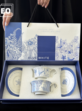 ZOEO「青花伴」咖啡杯碟套装乔迁礼物高级感杯子情侣对杯新婚礼物