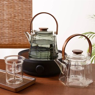 平仄满庭芳蒸煮两用玻璃茶壶茶水分离泡茶高硼硅玻璃 900mL