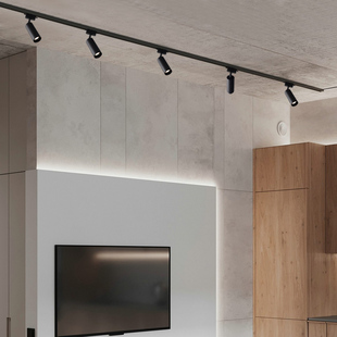 极简led轨道射灯可调角度防眩吸顶明装滑轨客厅背景墙高显色3500K