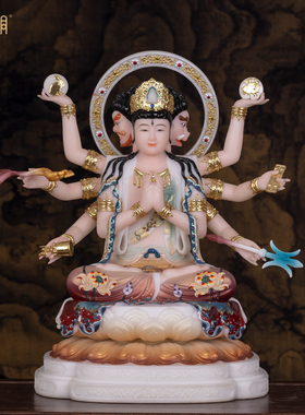 汉白玉北斗众星之母神像供奉摆件