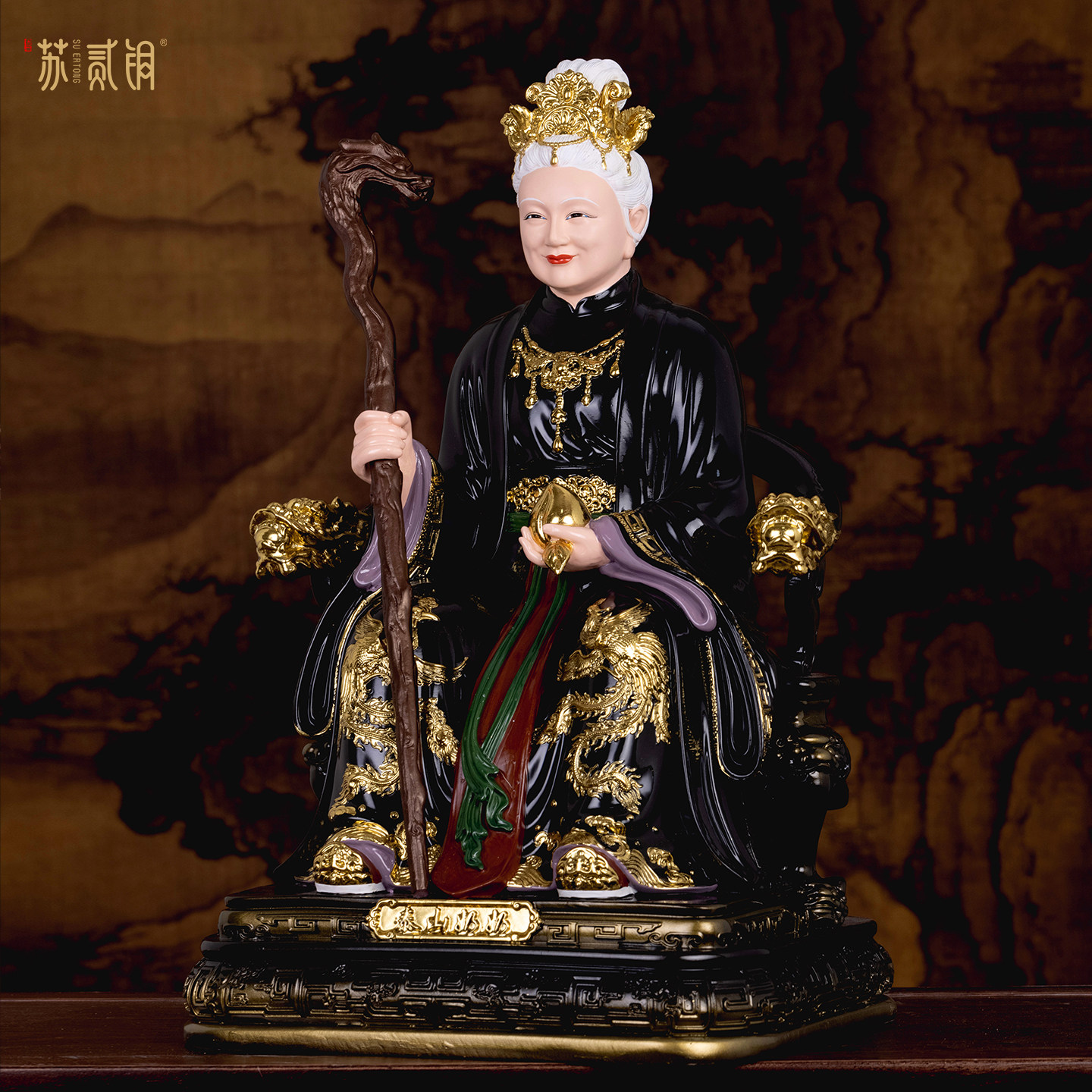 泰山奶奶像体碧霞元君老奶奶神像太体泰山奶奶家用供奉摆件铁刹山