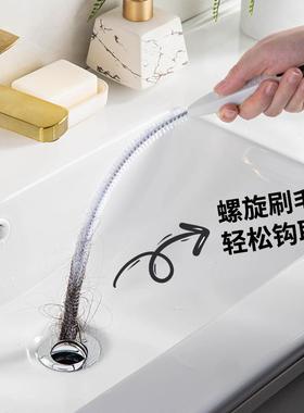 二合一管道疏通器带镊子不脏手毛发清理器家用可弯曲下水道疏通条