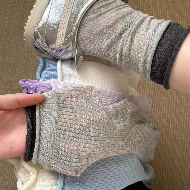 灰色堆堆袜子女夏季薄款纯棉中筒袜芭蕾风多巴胺长袜女配裙子夏天