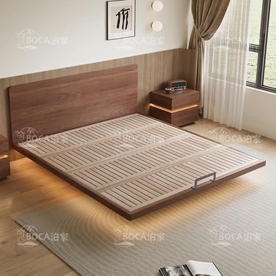 超薄床头齐边实木双人床白蜡木全实木小户型现代简约榫卯结构榉木