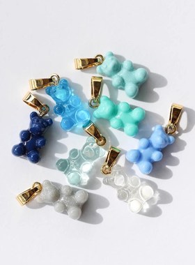 Crystal Haze权志龙王紫璇同款K彩色糖果熊项链 小熊吊坠