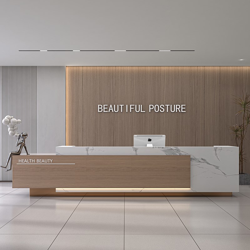 简约现代公司前台宾馆q酒店吧台美容院足浴店收银台培训机构接待