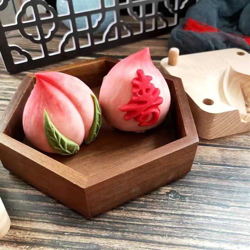 桃子模具蟠桃模具木质仙桃模具3D立体寿桃模网红寿桃模具糕点模具图片